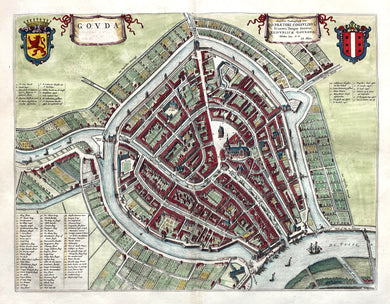 Gouda Stadsplattegrond in vogelvluchtperspectief - J Blaeu - 1649