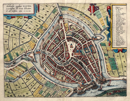 Gouda Stadsplattegrond - WJ Blaeu / L Guicciardini - 1613