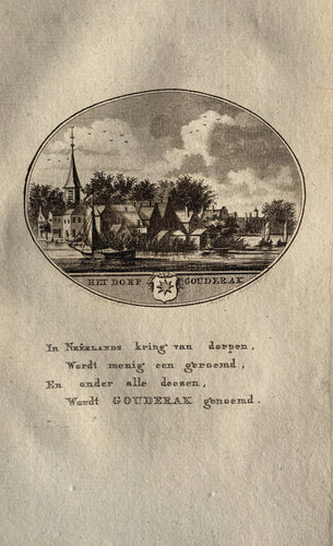 GOUDERAK Gezicht op het dorp - Van Ollefen & Bakker - 1793