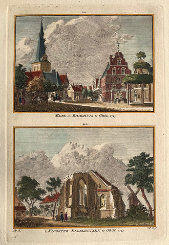 Groenlo Kerk, raadhuis en klooster - H Spilman - ca. 1750