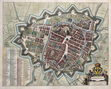 Groningen Stadsplattegrond in vogelvluchtperspectief - J Blaeu - 1649