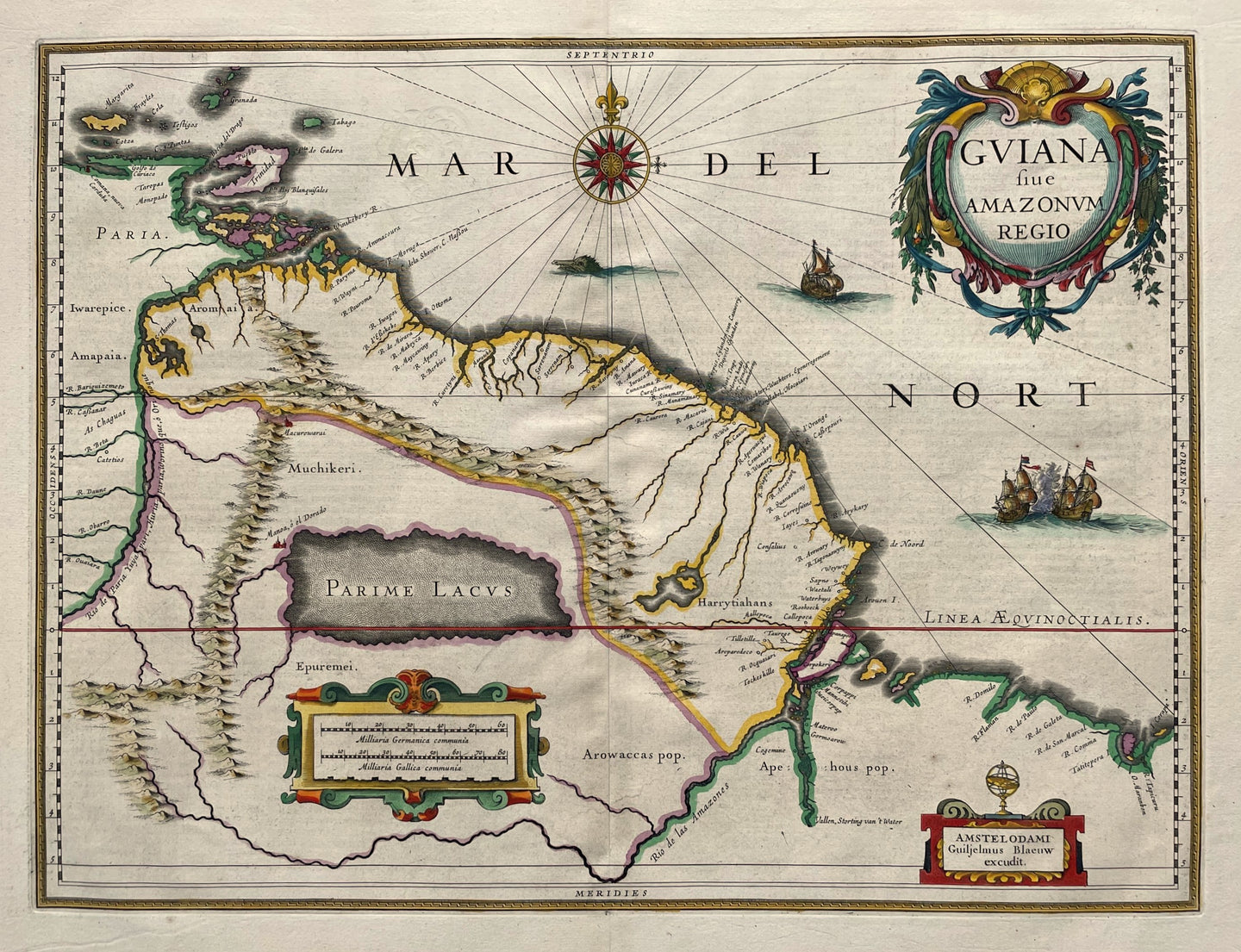 Zuid-Amerika Guyana's - WJ Blaeu - 1635