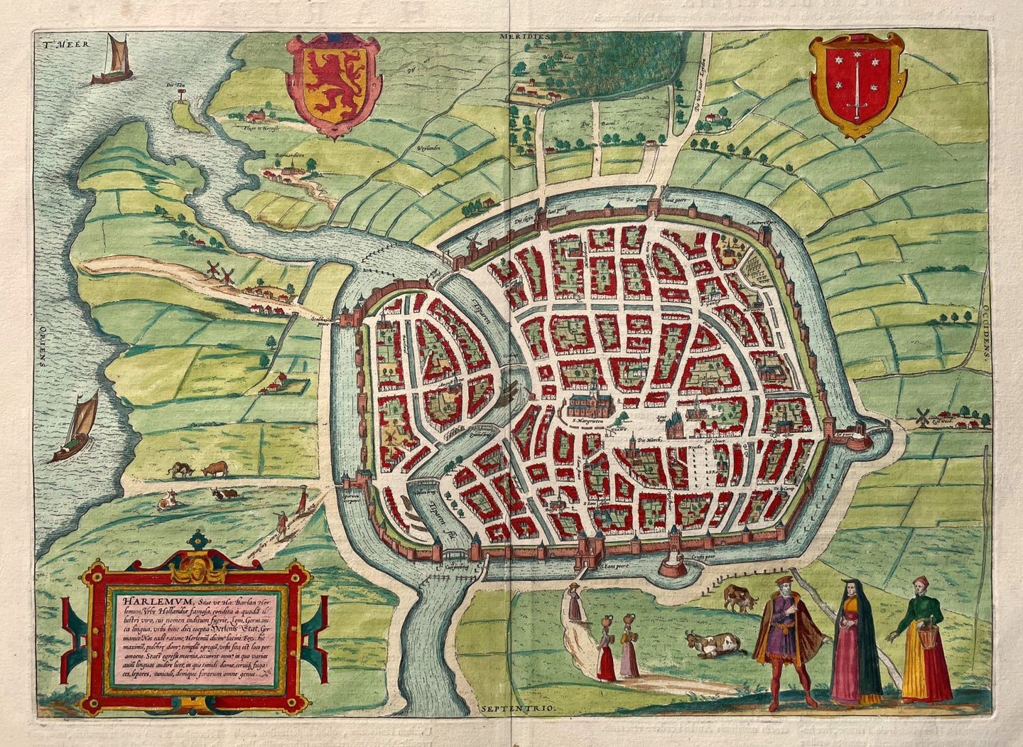 Haarlem Stadsplattegrond in vogelvluchtperspectief - G Braun & F Hogenberg / J Janssonius - 1657