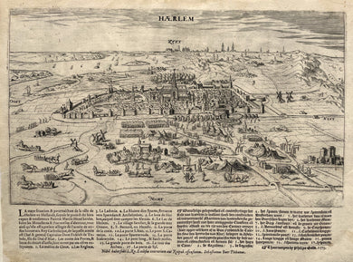 Haarlem Vogelvluchtperspectief van de stad en van het beleg van de stad - Philips Galle - 1573