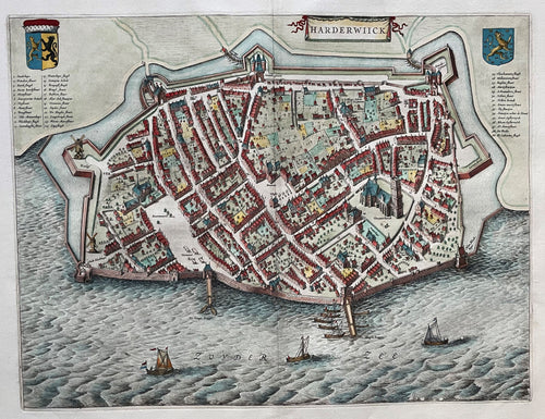 Harderwijk Stadsplattegrond in vogelvluchtperspectief - J Blaeu - 1649