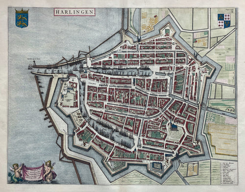 Harlingen Stadsplattegrond in vogelvluchtperspectief - J Blaeu - 1649