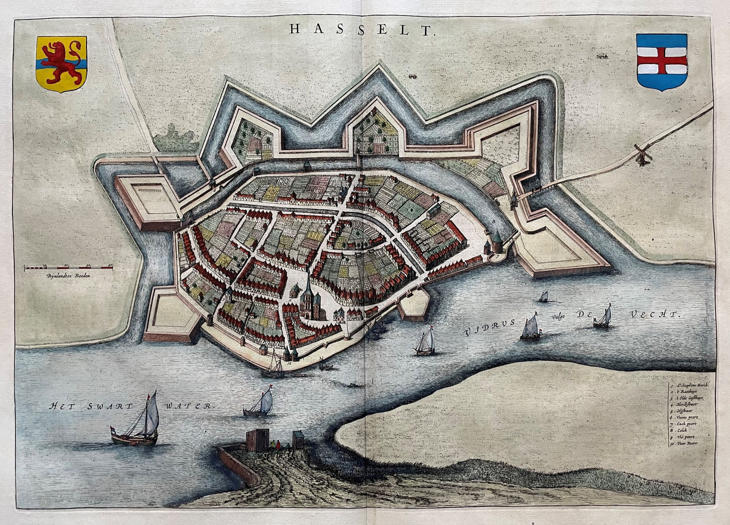 Hasselt Stadsplattegrond in vogelvluchtperspectief - J Blaeu - 1649