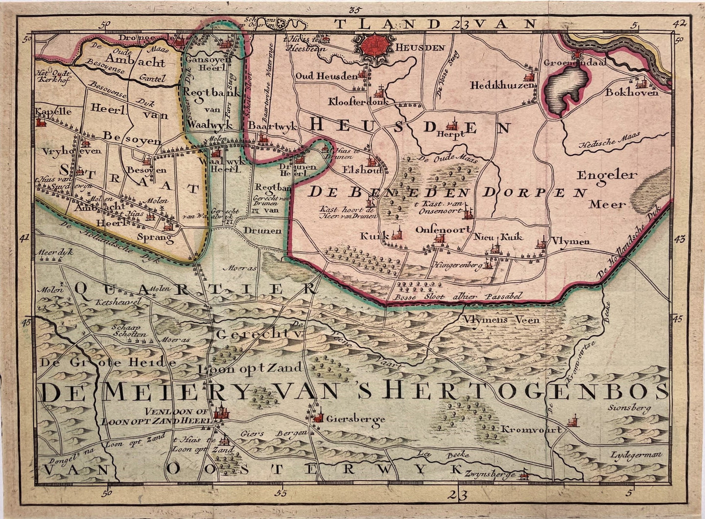 Noord-Brabant Heusden Drunen Waalwijk Kaatsheuvel - P Schenk - circa 1748