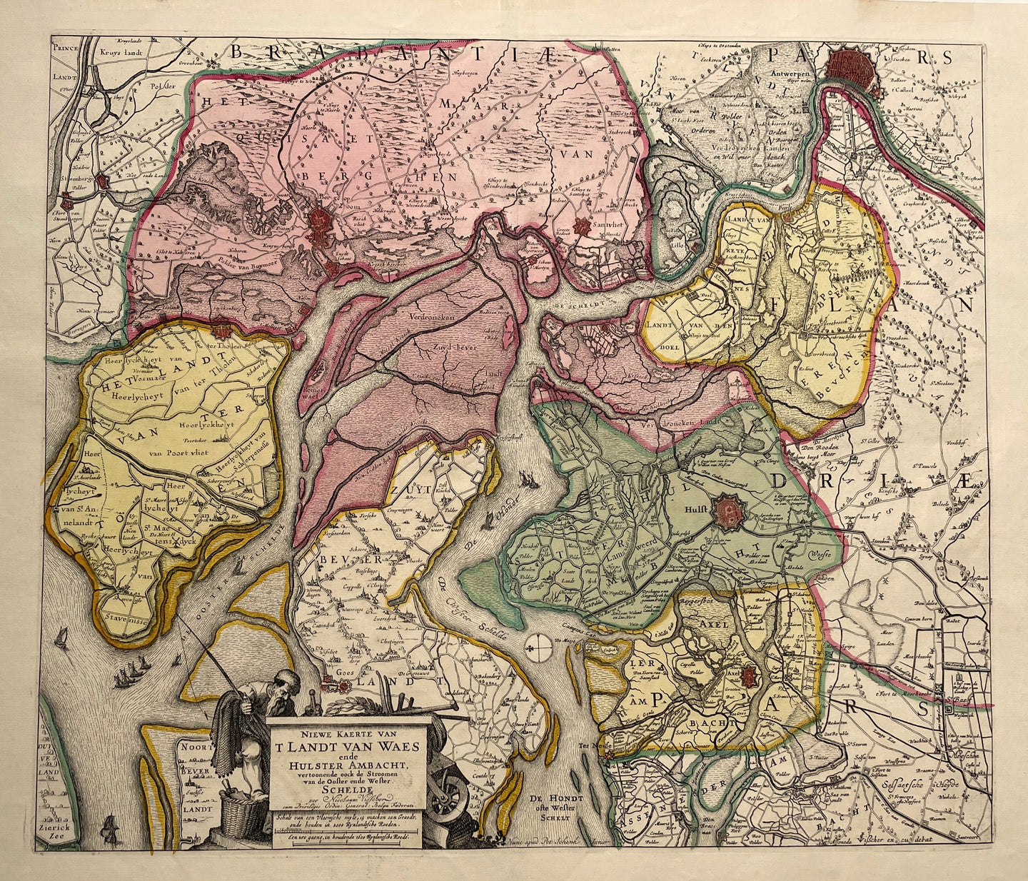 België Waasland / Nederland Hulster Ambacht Schelde Oosterschelde Westerschelde - CJ Visscher / P Schenk - circa 1725