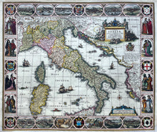 Load image in Gallery view, Italië Italy Carte-à-figures Kaart met decoratieve sierranden - Claes Jansz Visscher - 1633