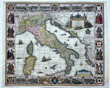 Load image in Gallery view, Italië Italy Carte-à-figures Kaart met decoratieve sierranden - Claes Jansz Visscher - 1633