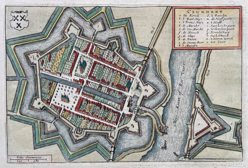 Klundert Stadsplattegrond in vogelvluchtperspectief - J Blaeu - 1649