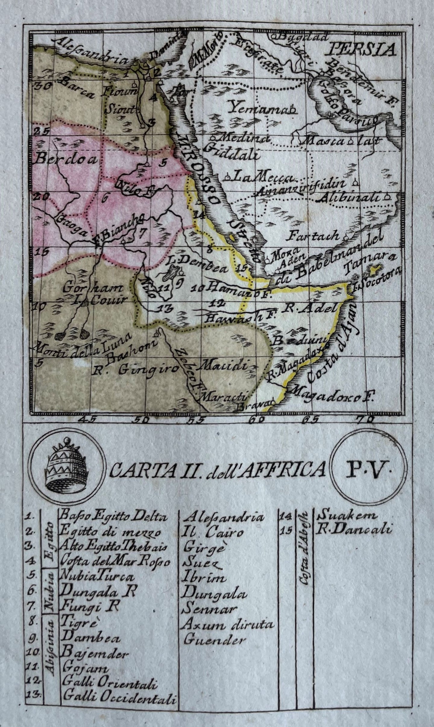 Noordoost Afrika Asia Arabia playing card - Aniello Lamberti - 1779