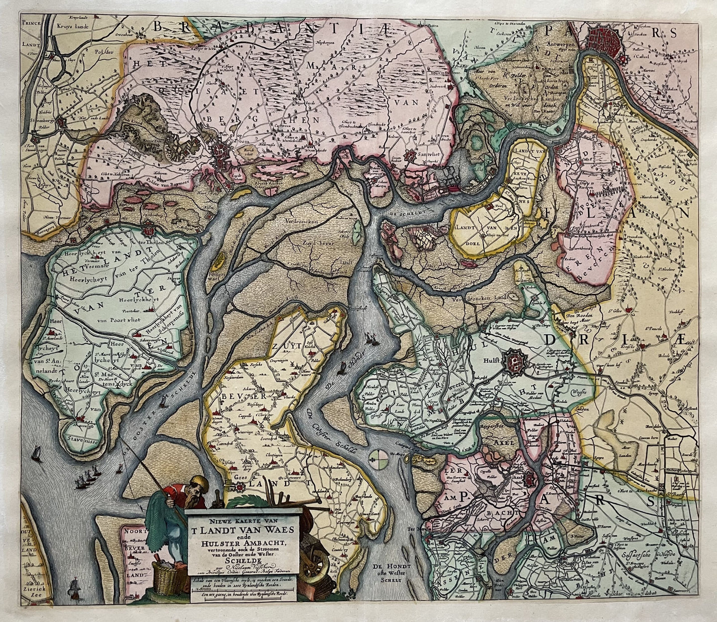België Waasland / Nederland Hulster Ambacht Schelde Oosterschelde Westerschelde - CJ Visscher / Nicolaes Visscher I - circa 1670