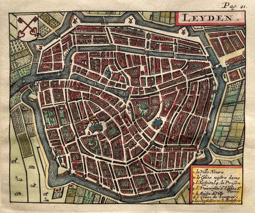 Leiden Stadsplattegrond - H Wetstein - 1697