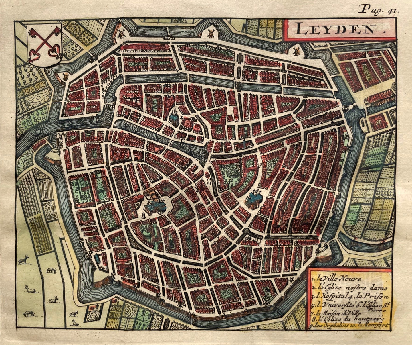 Leiden Stadsplattegrond - H Wetstein - 1697