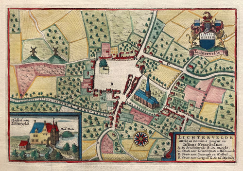 België Lichtervelde Stadsplattegrond in vogelvluchtperspectief - J Blaeu - 1649