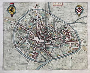 België Lier Belgium Stadsplattegrond in vogelvluchtperspectief - J Blaeu - 1649
