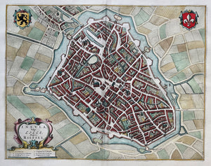 Frankrijk Lille Rijsel France Stadsplattegrond in vogelvluchtperspectief - J Blaeu - 1649