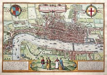 Afbeelding in Gallery-weergave laden, Engeland Londen British Isles London Bird's-eye plan - G Braun &amp; F Hogenberg - circa 1575