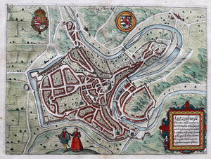 Luxemburg Stadsplattegrond in vogelvluchtperspectief Luxembourg - WJ Blaeu / L Guicciardini - 1612