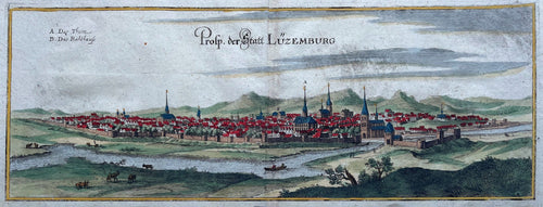 Luxemburg Panoramisch aanzicht Luxembourg - C Merian - 1659
