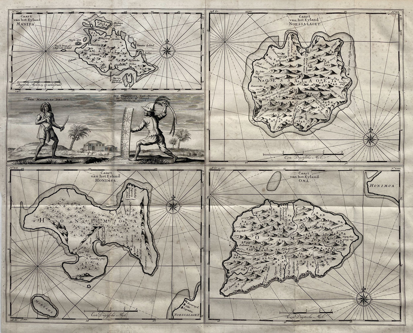 Indonesië Molukken Manipa, Nusa-Laut, Saparua Haruku Indonesia Moluccas - F Valentijn - 1724