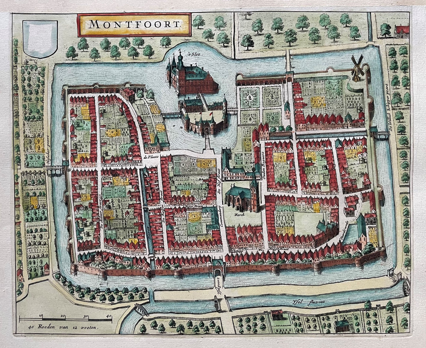 Montfoort Stadsplattegrond in vogelvluchtperspectief - J Blaeu - 1649