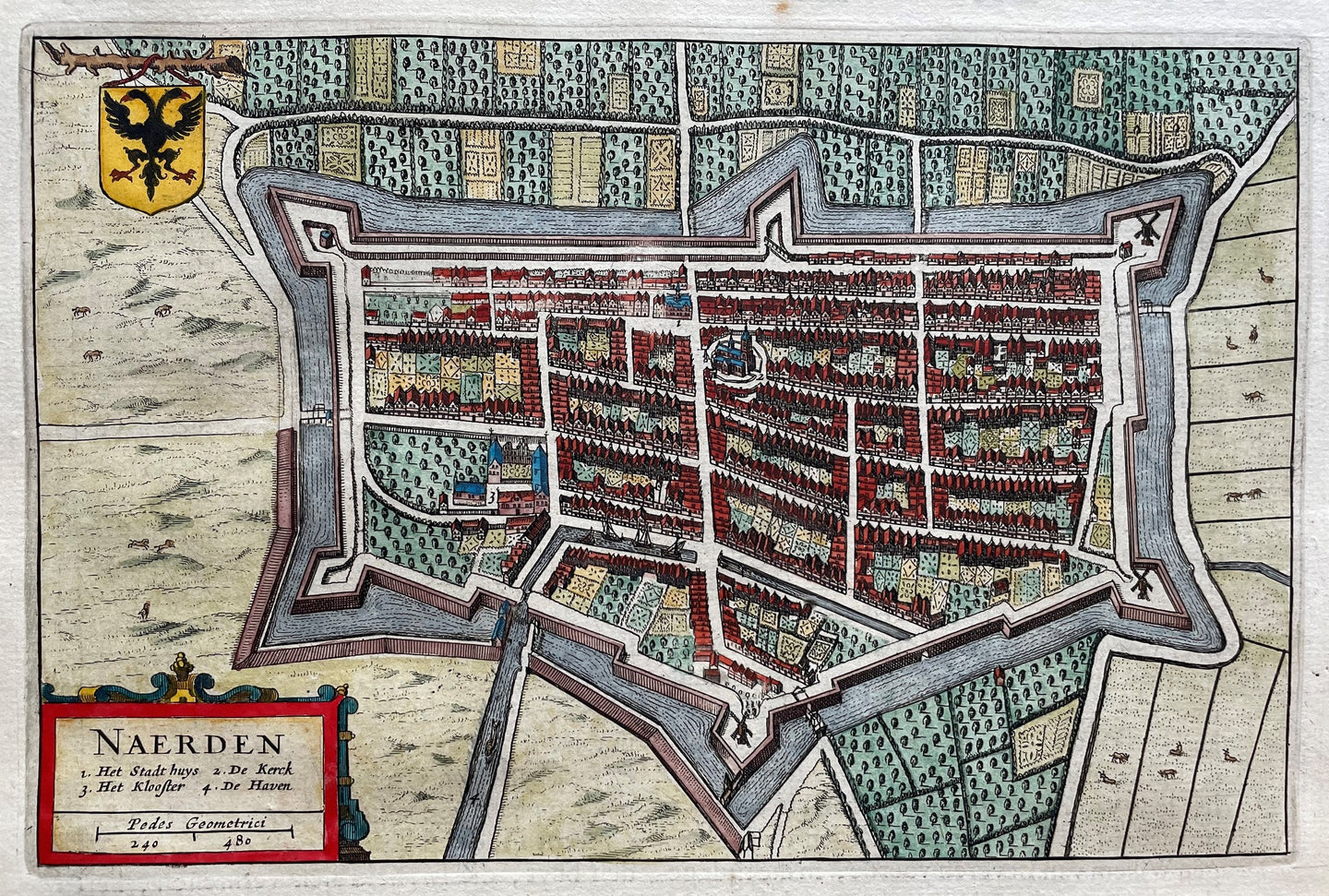 Naarden Stadsplattegrond in vogelvluchtperspectief - J Blaeu - 1649