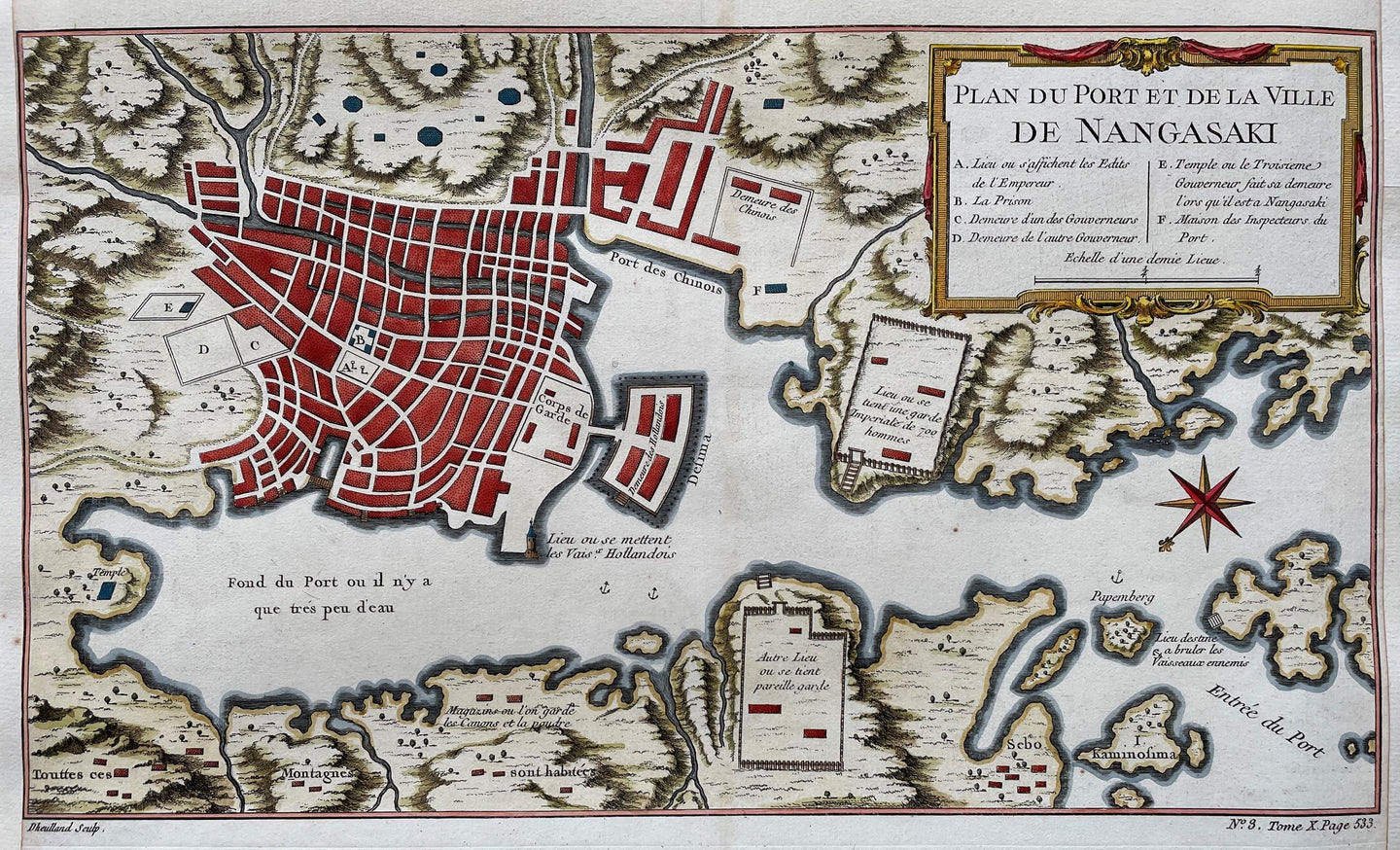 Japan Nagasaki Deshima - JN Bellin / G Dheulland - ca. 1755