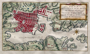 Japan Nagasaki Deshima - J van der Schley / JN Bellin - circa 1757
