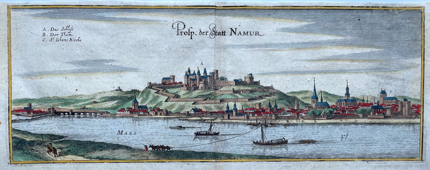 België Namen Belgium Namur Panoramisch aanzicht - C Merian - 1659