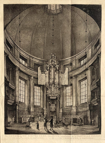 Amsterdam Nieuwe Lutherse kerk Interieur met orgel - P Fouquet - 1783
