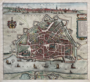 Nijmegen Stadsplattegrond in vogelvluchtperspectief Aanzicht - N van Geelkercken / F de Wit - circa 1690