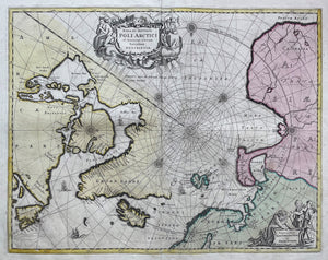 Wereld Noordpool World North Pole Arctic - J Janssonius / G Valk P Schenk - circa 1698