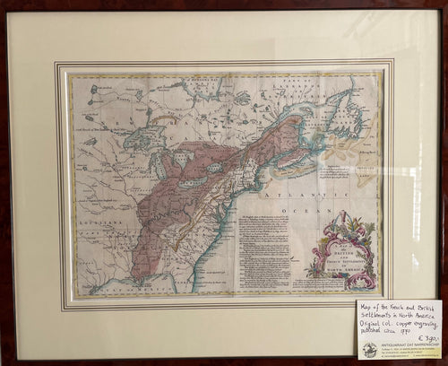 Amerika North America - John Lodge - circa 1770 a map of the british and french settlements in north america