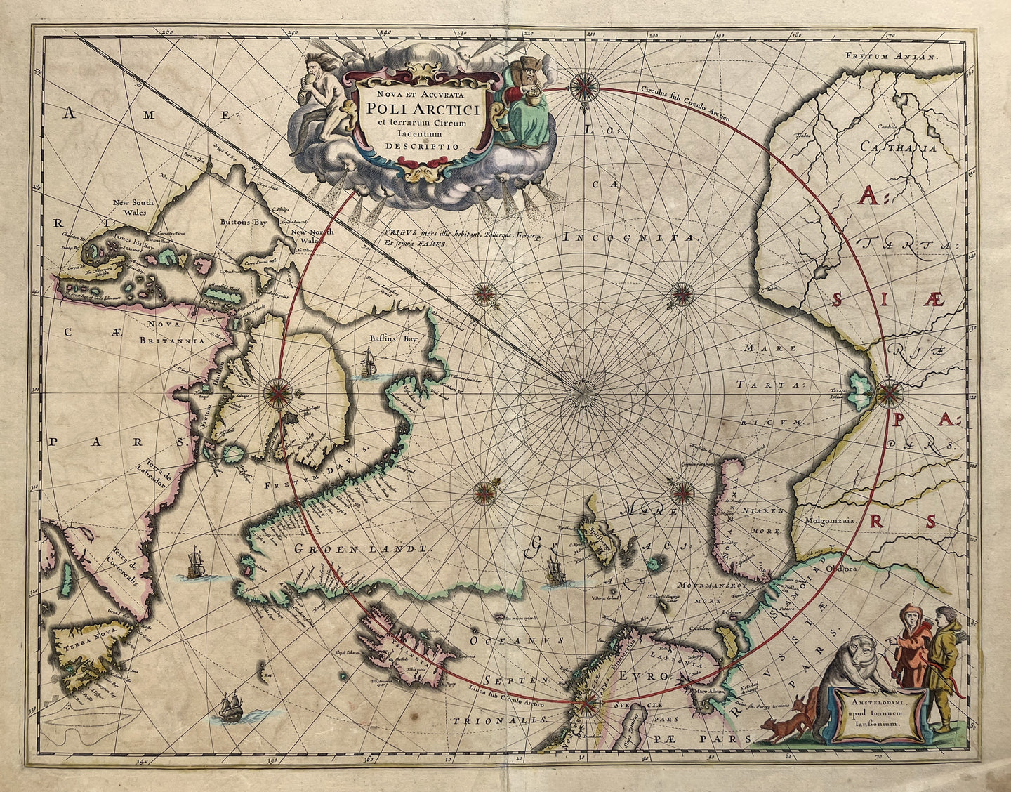 Wereld Noordpool World North Pole Arctic - J Janssonius - circa 1650