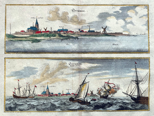 België Oostende Belgium Panoramisch aanzichten - C Merian - 1659