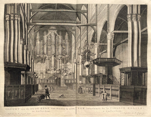 Amsterdam Oude Kerk Interieur met orgel - P Fouquet - 1783