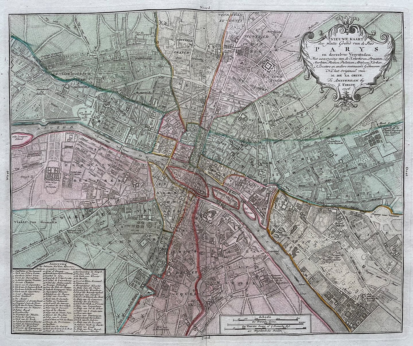 Frankrijk Parijs Stadsplattegrond France Paris - I Tirion - 1764