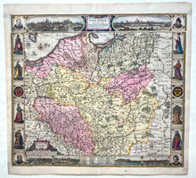 Load image in Gallery view, Polen Poland Carte-à-figures Kaart met decoratieve sierranden - Abraham Goos / Claes Jansz Visscher - 1633