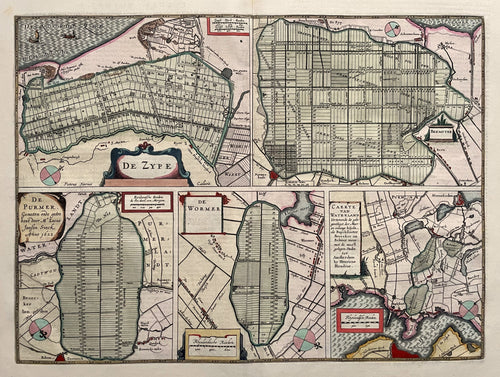 Noord-Holland Beemster Purmer Waterland Wormer Zijpe Polderkaart - H Hondius - 1633