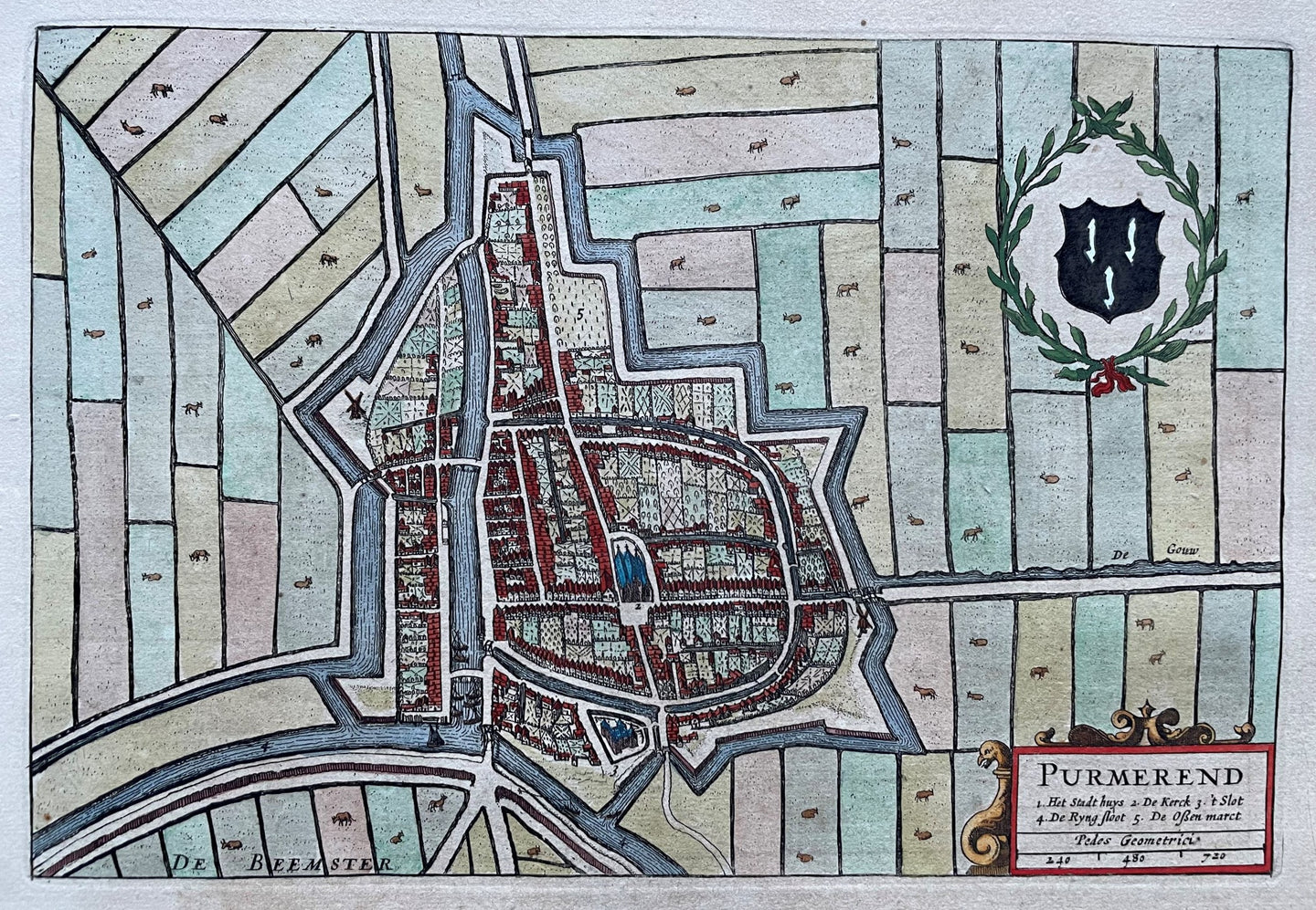 Purmerend Stadsplattegrond in vogelvluchtperspectief - J Blaeu - 1649