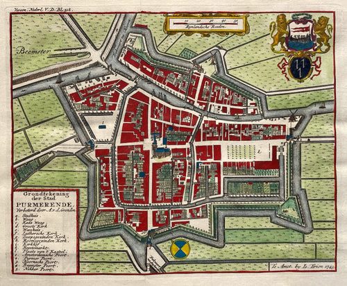 Purmerend Stadsplattegrond - I Tirion - 1743