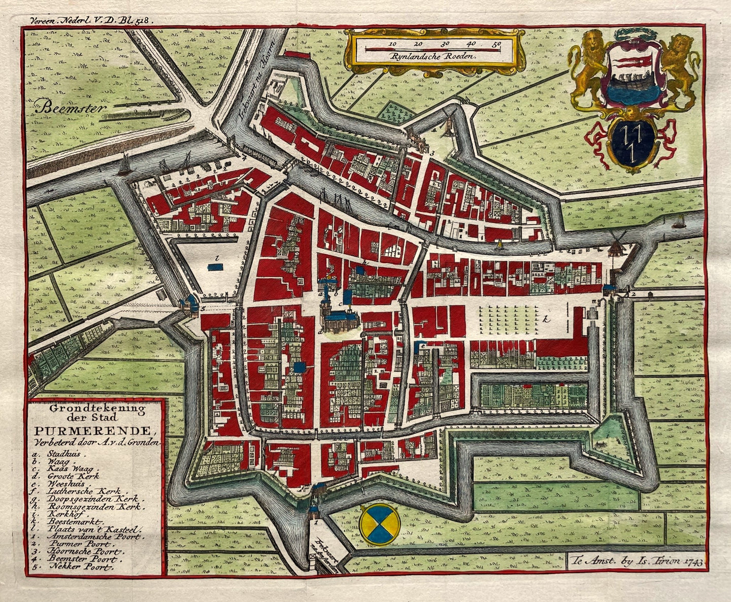 Purmerend Stadsplattegrond - I Tirion - 1743