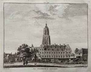 RHENEN Gezicht op het stadhuis - H Spilman - ca. 1750