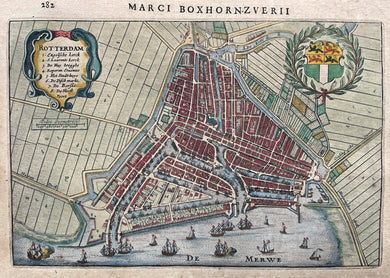 Rotterdam Stadsplattegrond in vogelvluchtperspectief - M Boxhorn - 1634