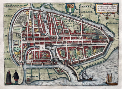 Rotterdam Stadsplattegrond in vogelvluchtperspectief - Braun & Hogenberg - 1588