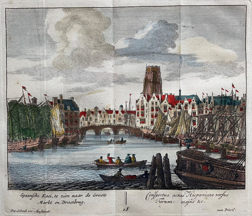 Rotterdam Spaansekade Oudehaven Laurenskerk - P Schenk - circa 1710