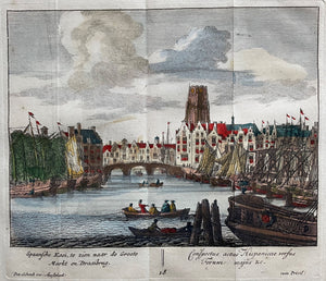 Rotterdam Spaansekade Oudehaven Laurenskerk - P Schenk - circa 1710